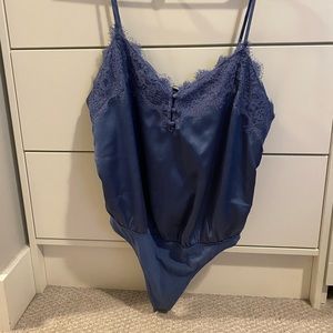 Abercrombie & Fitch Blue Lace Trim Bodysuit Size L